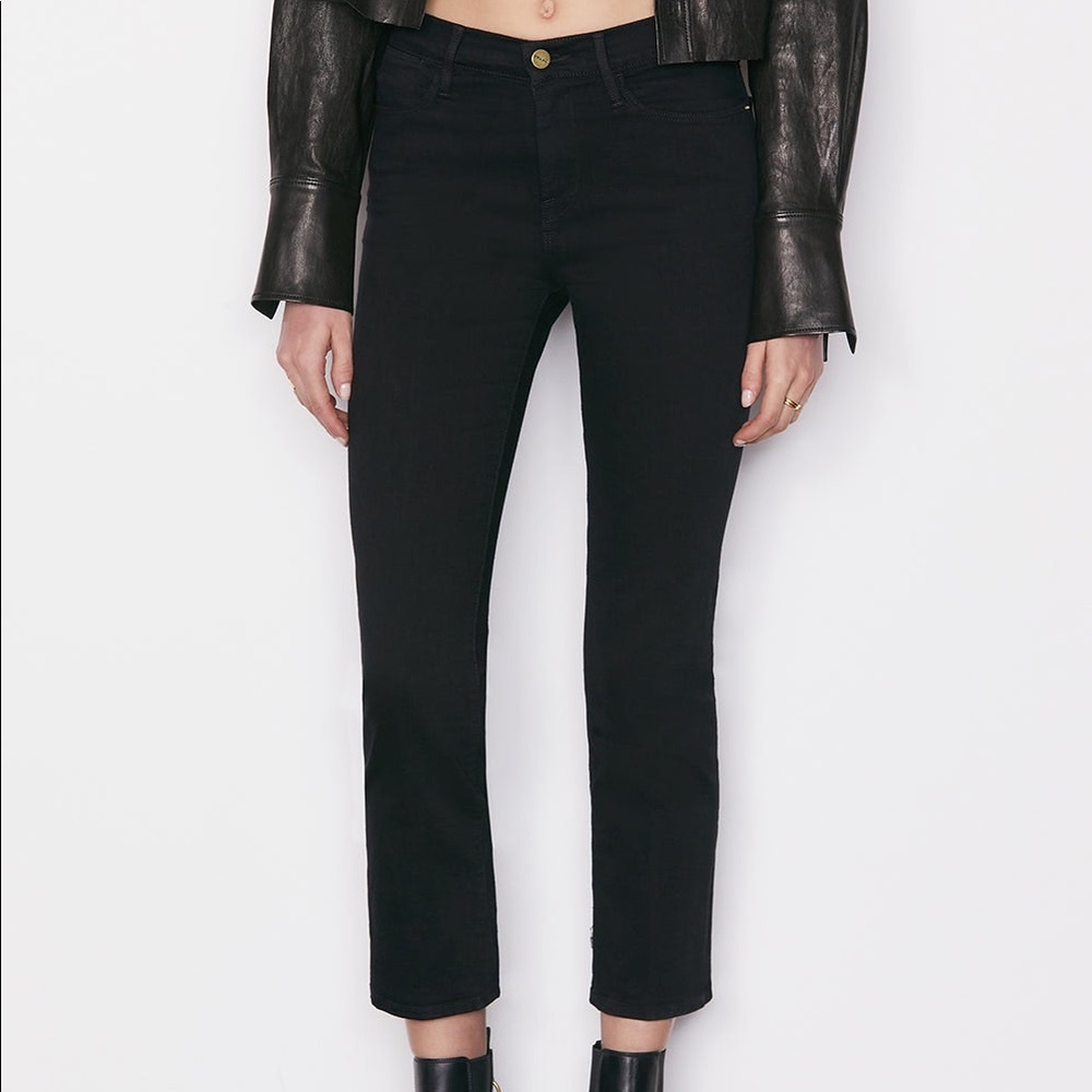 Frame Denim Le High Straight in Black Film Noir size 26 NWT